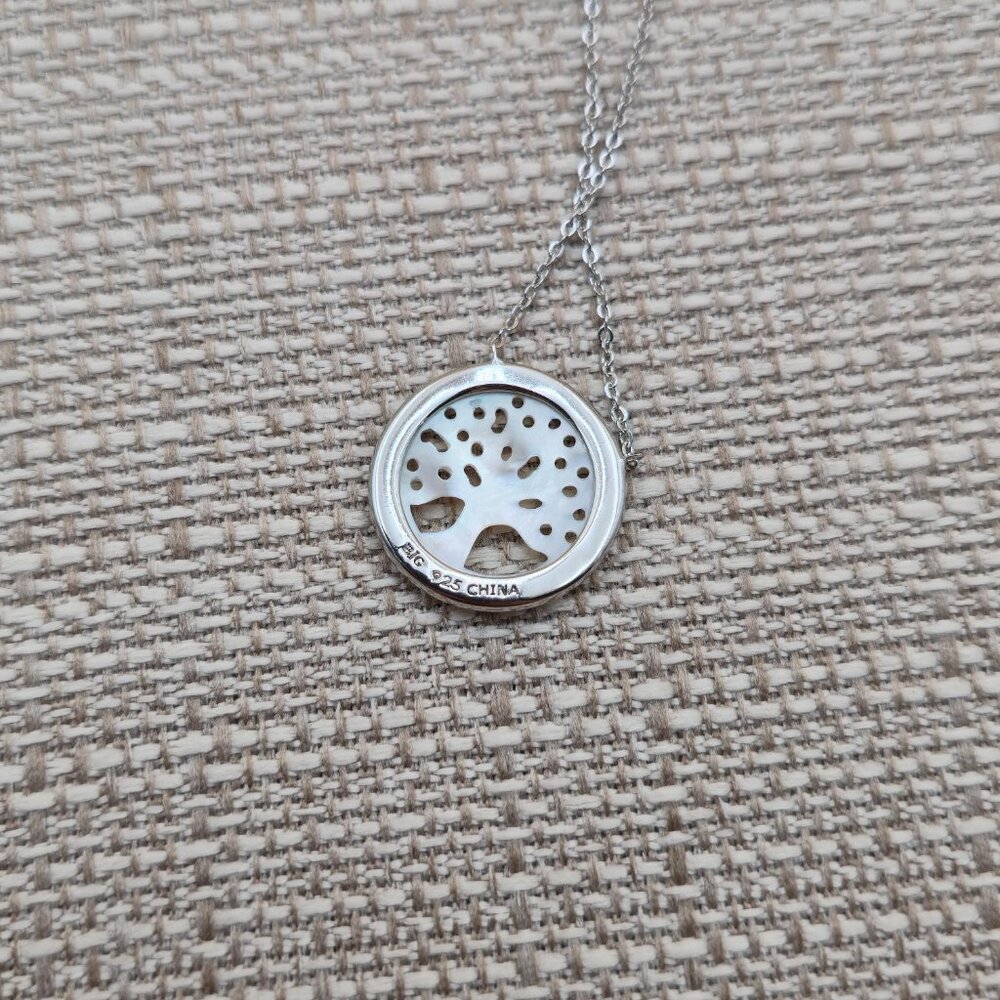18 Inch Sterling Silver MoP Tree Of Life Cubic Zirconia Necklace A5497 - Picture 5 of 8